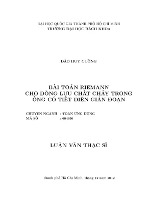 Ứng dụng toán Riemann trong dòng chảy lưu chất qua ống