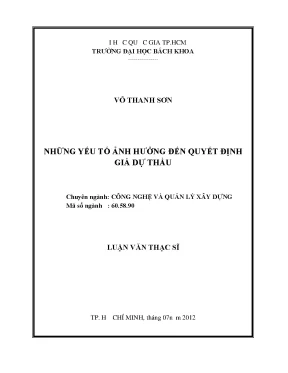 Yếu tố ảnh hưởng đến giá dự thầu trong quản lý xây dựng