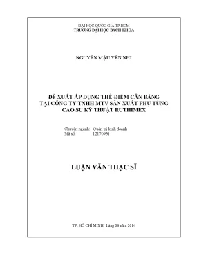 Áp dụng thẻ điểm cân bằng tại Ruthimex: Luận văn thạc sĩ