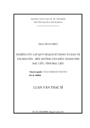 Nghiên cứu quy hoạch bảo vệ môi trường ven biển Bạc Liêu