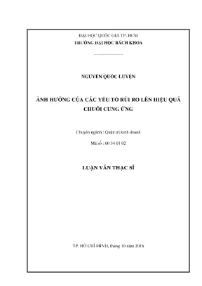 Ảnh hưởng của rủi ro đến hiệu quả chuỗi cung ứng trong