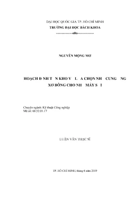 Luận văn thạc sĩ kỹ thuật công nghiệp hoạch định tồn kho và lựa chọn nhà cung ứng xơ bông cho nhà máy sợi