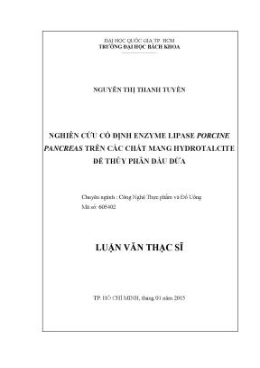 Nghiên cứu enzyme lipase từ tuyến tụy lợn trên 