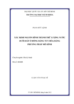 Nghiên cứu trữ lượng nước dưới đất tại đồng bằng Tuy Hòa 