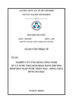 Nghiên cứu ứng dụng công nghệ xử lý nước thải sinh hoạt 