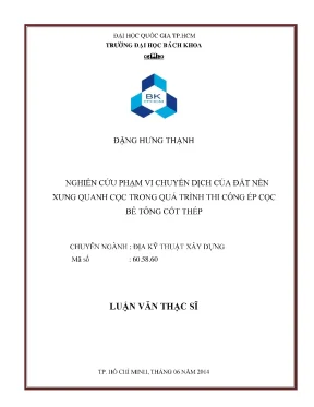 Nghiên cứu chuyển dịch đất nền xung quanh cọc trong thi