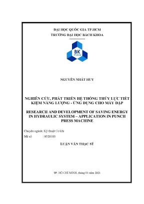 Nghiên cứu hệ thống thủy lực tiết kiệm năng lượng cho
