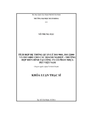 Tích hợp hệ thống quản lý ISO 9001, ISO 22000 và ISO