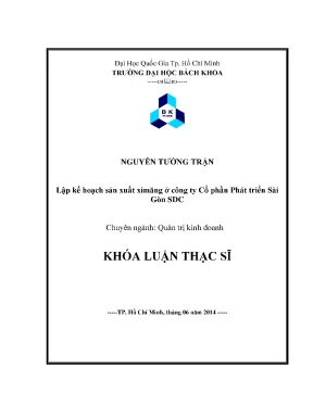 Lập Kế Hoạch Sản Xuất Ximăng Tại Công Ty Cổ Phần Phát