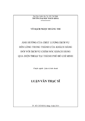 Ảnh hưởng chất lượng dịch vụ đến lòng trung thành khách