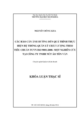 Nghiên cứu rào cản trong thực hiện hệ thống quản lý chất