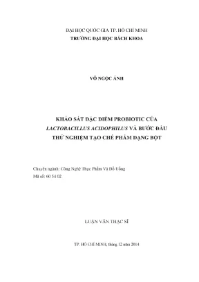 Nghiên cứu probiotic của Lactobacillus acidophilus và 