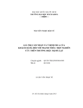 Nghiên cứu giá trị cảm nhận và ý định mua tranh thêu XQ