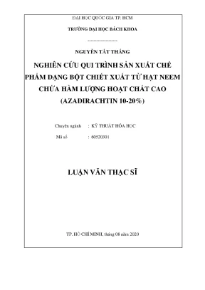Nghiên cứu quy trình sản xuất bột chiết xuất hạt neem