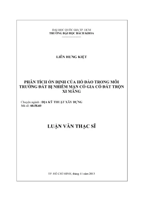 Phân Tích Ổn Định Hố Đào Trong Đất Nhiễm Mặn Với Gia Cố