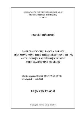 Đánh giá sức chịu tải đất nền dưới móng nông tại An Giang