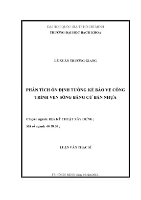 Phân Tích Ổn Định Tường Kè Bằng Cừ Nhựa Trong Địa Kỹ