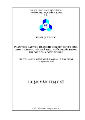 Phân Tích Yếu Tố Ảnh Hưởng Đến Quyết Định Chọn Thầu Phụ