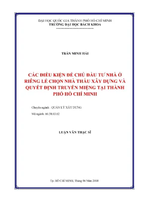 Điều kiện chọn nhà thầu xây dựng cho dự án nhà ở tại TP.HCM