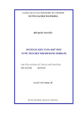 Khả năng khử màu nước thải dệt nhuộm bằng ferrate trong