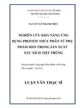 Nghiên cứu ứng dụng protein thủy phân từ phụ phẩm heo 
