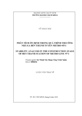 Phân Tích Ổn Định Trong Thi Công Nhà Ga Bến Thành Tuyến 