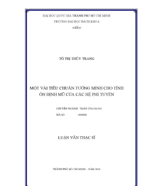 Tiêu chuẩn tường minh cho tính ổn định mũ trong hệ phi tuyến