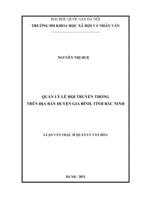 Quản lý lễ hội truyền thống tại huyện Gia Bình, Bắc Ninh
