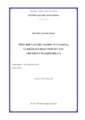 Nghiên cứu hoạt tính xúc tác của vật liệu cumof74 và
