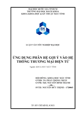 Hệ thống gợi ý trong thương mại điện tử: Luận văn tốt
