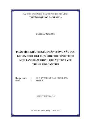 Phân Tích Giải Pháp Tường Vây Cọc Khoan Nhồi Cho Hầm Một