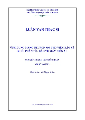Ứng dụng mạng neuron mờ trong bảo vệ máy biến áp