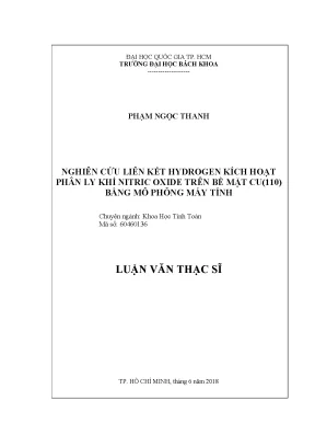 Nghiên cứu phân ly khí nitric oxide trên bề mặt cu110