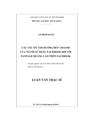 Yếu tố ảnh hưởng đến thái độ người dùng Facebook với