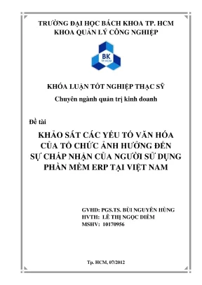 Yếu tố văn hóa tổ chức ảnh hưởng đến sự chấp nhận ERP