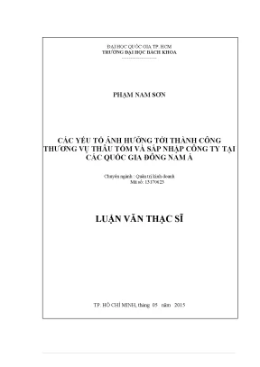 Yếu tố quyết định thành công trong thâu tóm và sáp nhập