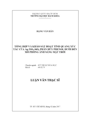 Nghiên cứu hoạt tính quang xúc tác của AgTiO2-SiO2 trong