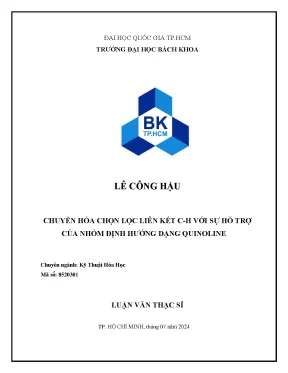 Nghiên cứu chuyển hóa chọn lọc liên kết CH trong kỹ