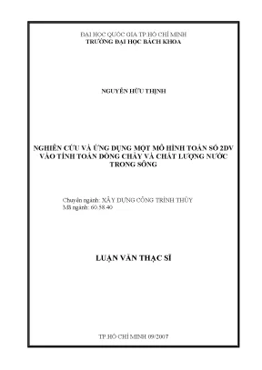 Mô Hình Toán Số 2DV Trong Tính Toán Dòng Chảy Và Chất