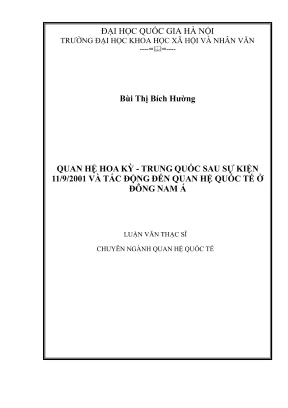 Tác động của quan hệ Mỹ - Trung đến Đông Nam Á sau 11/9/2001