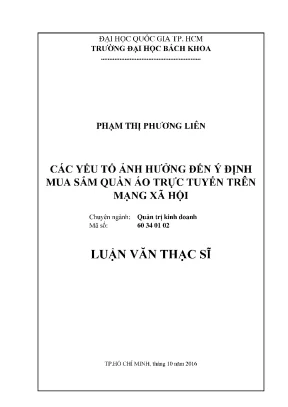 Yếu tố ảnh hưởng đến ý định mua sắm quần áo trực tuyến
