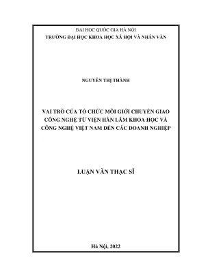 Vai trò của tổ chức môi giới trong chuyển giao công nghệ