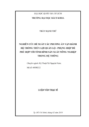 Đề xuất phương án vận hành hệ thống thủy lợi Phụng Hiệp