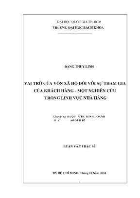 Vai trò của vốn xã hội trong sự tham gia của khách hàng