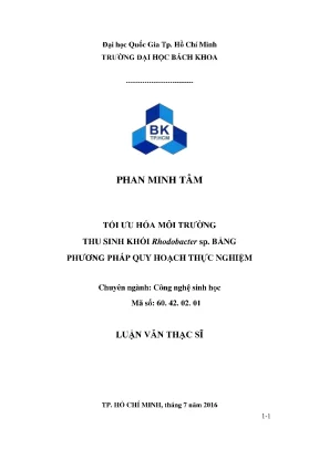 Tối ưu hóa môi trường thu sinh khối Rhodobacter sp bằng