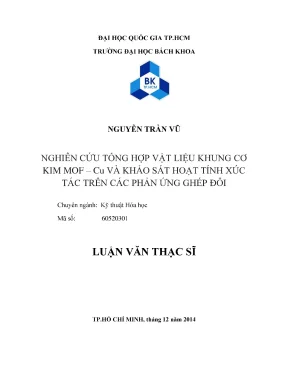 Nghiên cứu tổng hợp vật liệu khung cơ kim MOFCU và hoạt