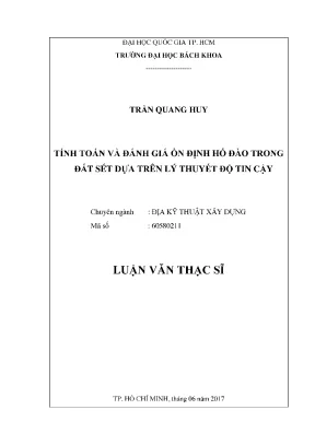 Đánh giá ổn định hố đào trong đất sét bằng lý thuyết độ
