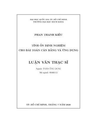 Nghiên cứu tính ổn định nghiệm trong bài toán cân bằng -