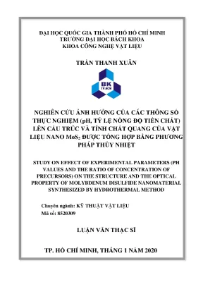 Nghiên cứu ảnh hưởng của pH và nồng độ tiền chất lên 