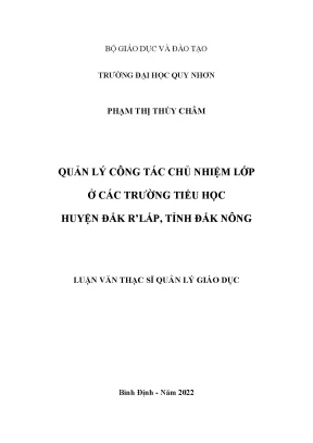 Quản lý công tác chủ nhiệm lớp tại trường tiểu học huyện